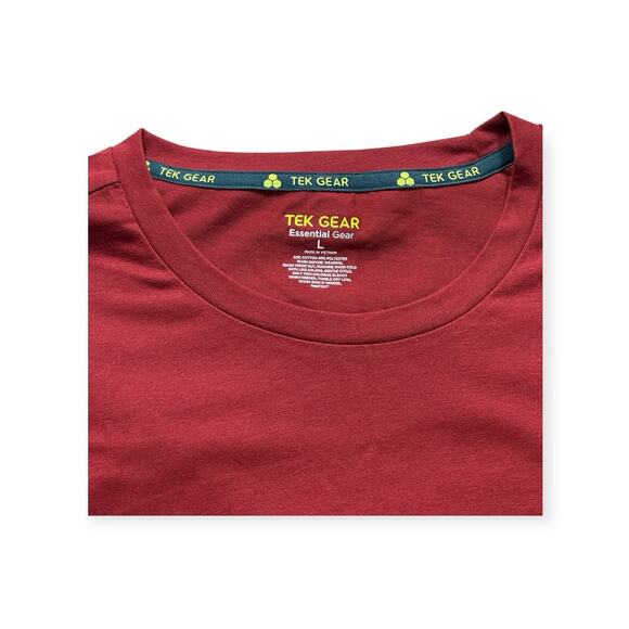 Tek Gear Essential Gear Men's T-Shirt Size L Solid Red Heather Cotton/Poly 368 - Picture 6 of 6